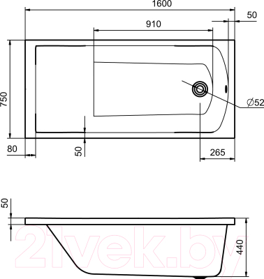 Ванна акриловая Santek Фиджи 160x75 (WH501597)