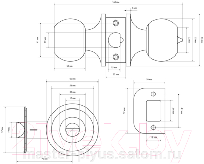 Ручка дверная Стандарт 607 PS GP 9875 (золото)