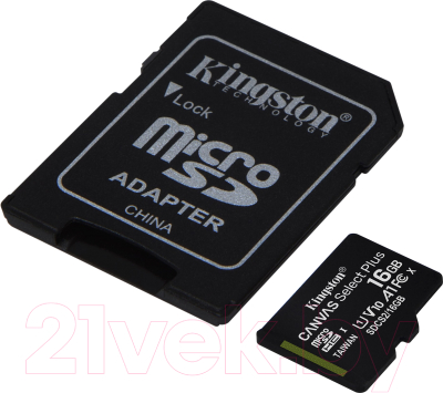 Карта памяти Kingston Canvas Select Plus microSDHC 16GB + адаптер (SDCS2/16GB)