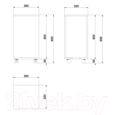 Шкаф-полупенал для ванной Cersanit Smart / B-KD-SMA/Wh