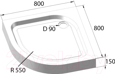 Душевой поддон BelBagno Tray-BB-R-80-550-15-W (80x80)