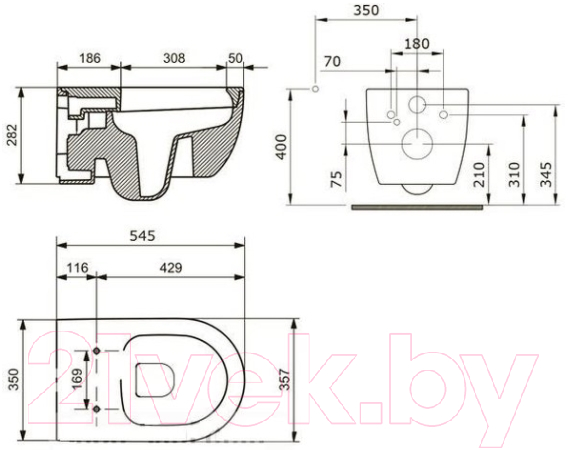 Унитаз подвесной Bocchi V-Tondo Rimless 1416-001-0128