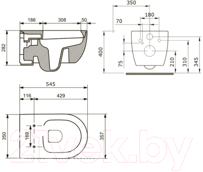 Купить Унитаз подвесной Bocchi V-Tondo Rimless 1416-001-0129  