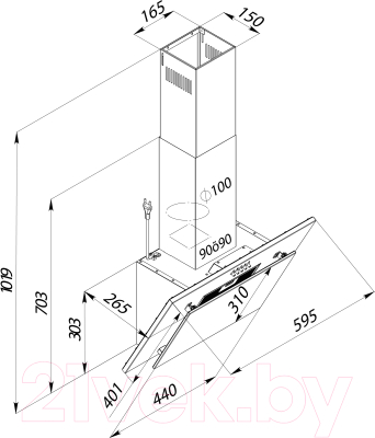 Вытяжка наклонная Pyramida NL 60 WH