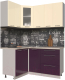 Готовая кухня Интерлиния Мила Пластик 1.2x1.6 (слива глянец/ваниль глянец/травертин) - 