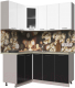 Готовая кухня Интерлиния Мила Пластик 1.2x1.7 (черный глянец/белый глянец/опал светлый) - 