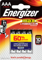 Комплект батареек Energizer Max E92/AAA / E300157304P (4шт) - 
