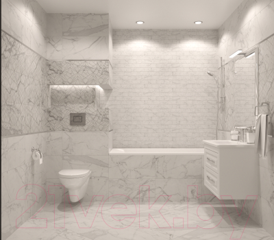 Плитка Kerranova Marble Trend Carrara K-1000/MR (600x600)