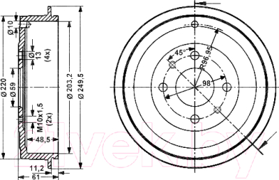 Тормозной барабан Stellox 60252314SX