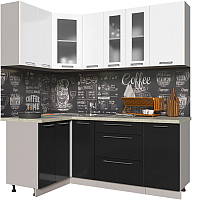 Готовая кухня Интерлиния Мила Пластик 1.2x1.9 (черный глянец/белый глянец/опал светлый) - 