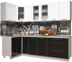 Готовая кухня Интерлиния Мила Пластик 1.2x2.5 (черный глянец/белый глянец/опал светлый) - 