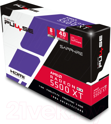Видеокарта Sapphire Pulse Radeon RX 5500 XT 8GB GDDR6 (11295-01-20G)