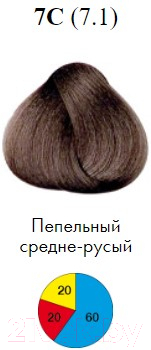 Крем-краска для волос Itely Aquarely 7C/7.1 (пепельный средне-русый)
