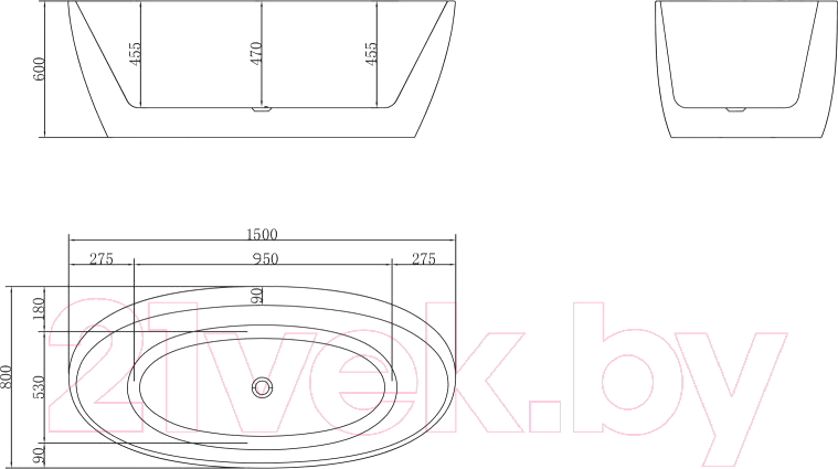 Ванна акриловая BelBagno BB404-1500-800