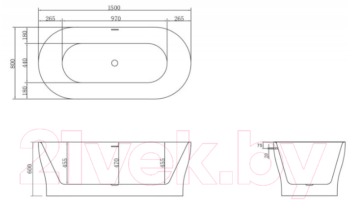 Ванна акриловая BelBagno BB405-1500-800