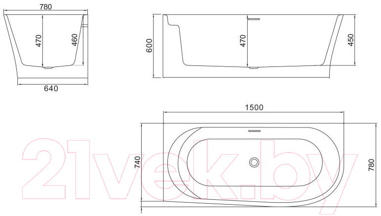 Ванна акриловая BelBagno BB410-1500-780-R