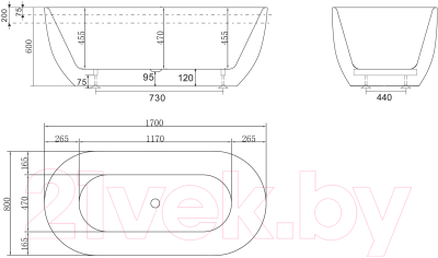 Купить Ванна акриловая BelBagno BB70-1700-800  