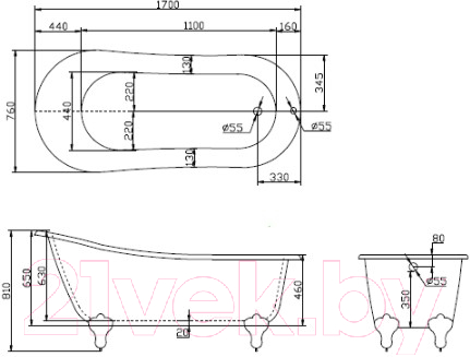 Ванна акриловая BelBagno BB06-1700