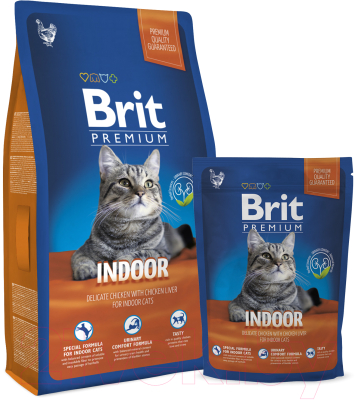 Сухой корм для кошек Brit Premium Cat Indoor с курицей и печенью / 513253 (8кг)
