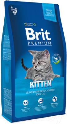 Сухой корм для кошек Brit Premium Cat Kitten с курицей в лососевом соусе / 513048 (1.5кг)