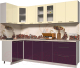 Готовая кухня Интерлиния Мила Пластик 1.2x2.6 (слива глянец/ваниль глянец/травертин) - 