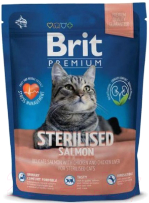 Сухой корм для кошек Brit Premium Cat Sterilised Salmon / 534852 (1.5кг)