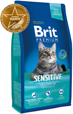 Сухой корм для кошек Brit Premium Cat Sensitive с ягненком / 513215 (8кг)