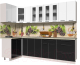 Готовая кухня Интерлиния Мила Пластик 1.2x2.7 (черный глянец/белый глянец/опал светлый) - 