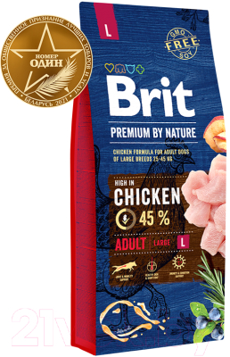Сухой корм для собак Brit Premium by Nature Adult L / 526468 (15кг)