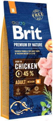 Сухой корм для собак Brit Premium by Nature Adult M / 526376 (15кг)