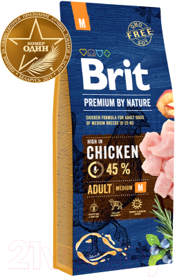 Сухой корм для собак Brit Premium by Nature Adult M / 526376 (15кг)