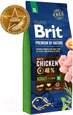 Сухой корм для собак Brit Premium by Nature Adult XL / 526529 (15кг)