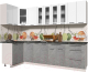 Готовая кухня Интерлиния Мила Пластик 1.2x2.8 (мрамор/белый глянец/кастилло темный) - 