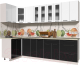 Готовая кухня Интерлиния Мила Пластик 1.2x2.8 (черный глянец/белый глянец/опал светлый) - 