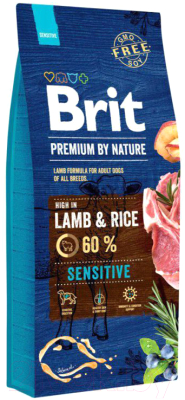 Сухой корм для собак Brit Premium By Nature Sensitive Lamb & Rice / 526642 (15кг)