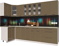 Готовая кухня Интерлиния Мила Пластик 1.2x3.0 (капучино глянец/опал светлый) - 