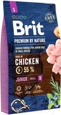 Сухой корм для собак Brit Premium by Nature Junior S / 526246 (8кг)