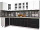 Готовая кухня Интерлиния Мила Пластик 1.2x3.1 (черный глянец/белый глянец/опал светлый) - 