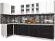 Готовая кухня Интерлиния Мила Пластик 1.2x3.2 (черный глянец/белый глянец/опал светлый) - 