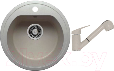 

Мойка кухонная Polygran, F-05 + смеситель Низкая лейка
