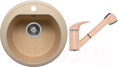 

Мойка кухонная Polygran, F-05 + смеситель Низкая лейка