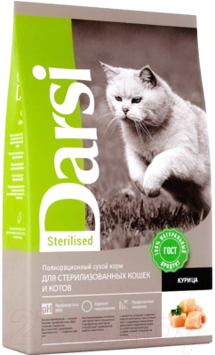 Сухой корм для кошек Darsi Sterilised С курицей / 37186 (10кг)