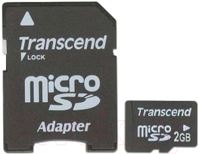 

Карта памяти Transcend, SecureDigital microSD 2GB + SD адаптер (TS2GUSD)