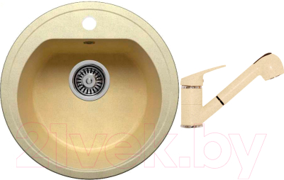 

Мойка кухонная Polygran, F-05 + смеситель Низкая лейка