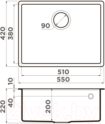 Мойка кухонная Omoikiri Tedori 54-U-SA (4993990)