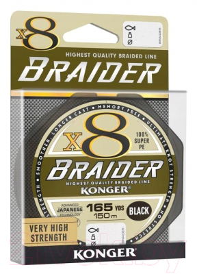 Леска плетеная Konger Braider X8 Black 0.06мм 150м / 250148006