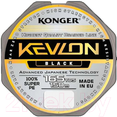 Леска плетеная Konger Kevlon X4 Black 0.18мм 150м / 250151018
