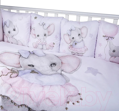 Комплект постельный для малышей Эдельвейс Акварельки (сатин/слонечка)