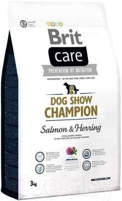 Сухой корм для собак Brit Care Dog Show Champion лосось и сельдь с рисом / 132743 (3кг)