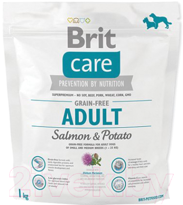 Сухой корм для собак Brit Care Grain-Free Adult Salmon & Potato / 132726 (1кг)